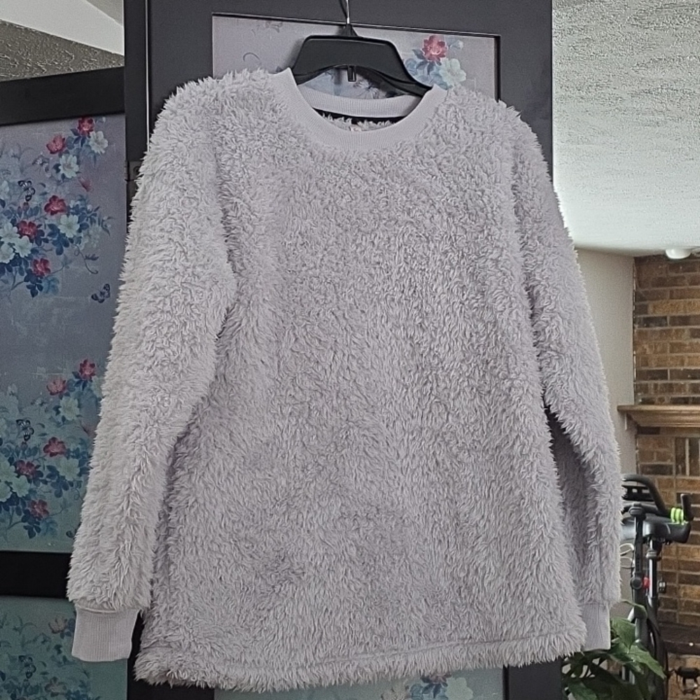 SO Light Gray Fuzzy Sweater